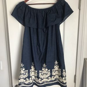 Denim off-shoulder dress